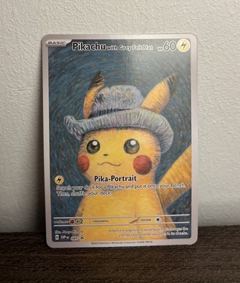 Pikachu Grey Felt Hat | Custom Karte | Van Gogh Museum | Top Zustand