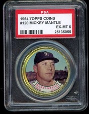 1964 Topps Coins #120 Mickey Mantle PSA 6 New York Yankees  (5055)