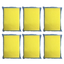 Dual Sided Sponges 6 Pk - Microfiber Terry and Nylon Net Non Scratch by LOLA
