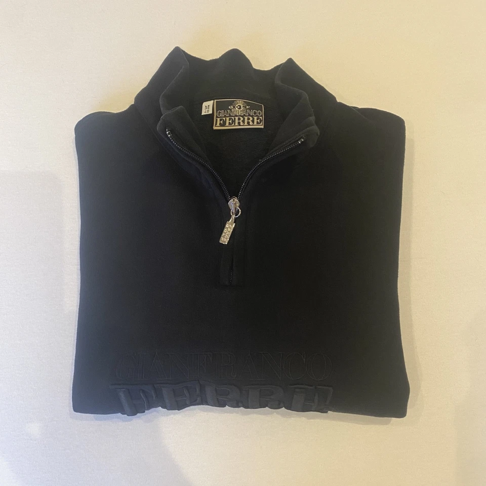 Black Quarter Zip Sweatshirt | Size M | Cotton Blend | Golf Style Pullover - Image 3 of 4