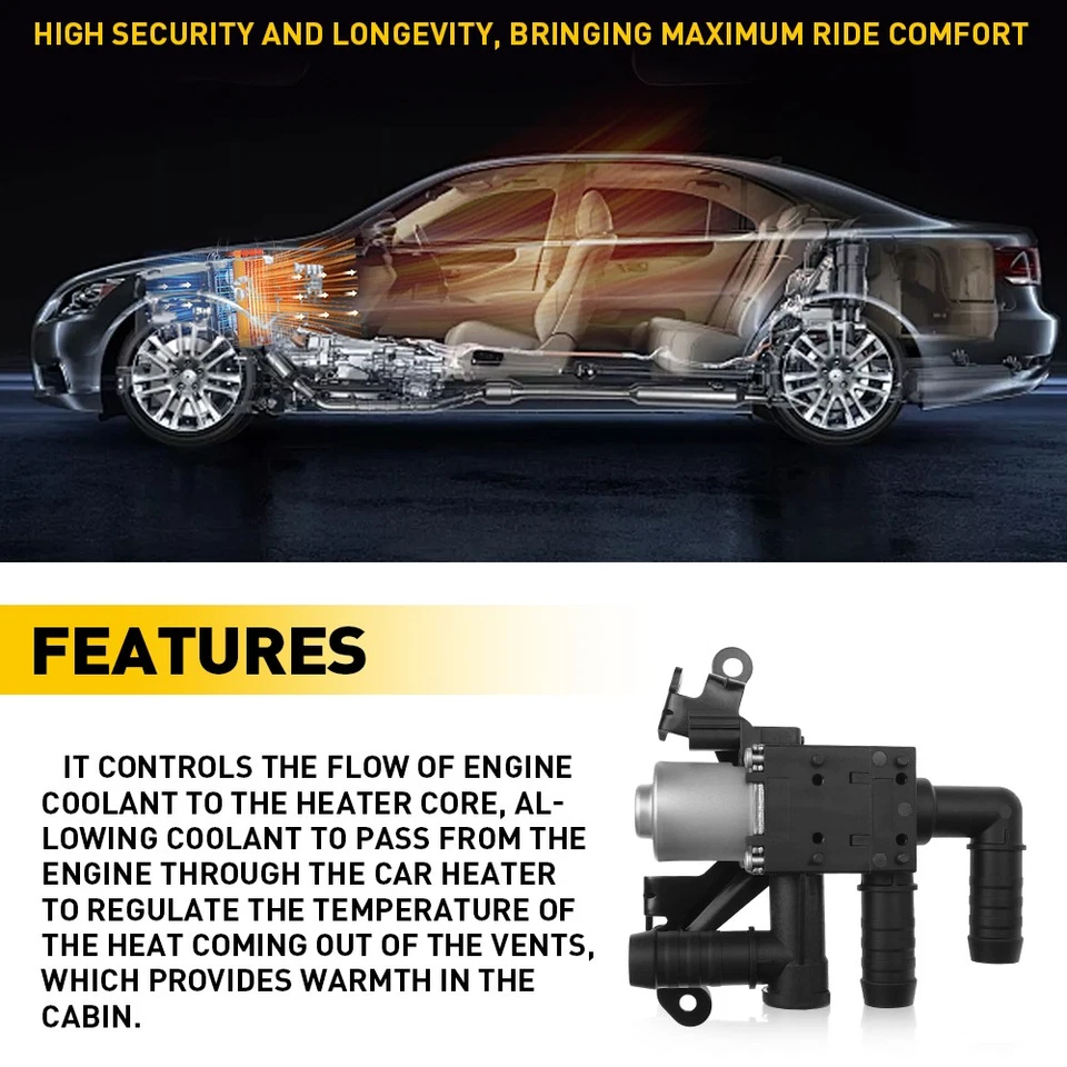 3X Válvula de calefacción para Ford F-150 2018-2020 V8 5,0 L aspiración natural DG1Z-18495A Foto 3 de 4