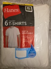 NEW Hanes Mens XL White Crewneck 6 Pack Tagless Fresh IQ T-Shirt Tee Undershirt