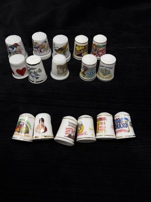 Lot Of  16 VTG THIMBLES Franklin Mint W Germany Royal Worcester 1  Porcelain