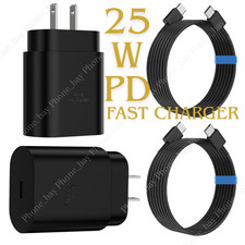 25W Super Fast Charger Set USB C to USBC Cable Wall PD Power Adapter For Samsung