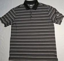 Mens Nike Golf Dri Fit Short Sleeve Striped Polo Shirt Size Large - NICE