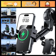 15W Wireless Car Charger - Auto Clamping Phone Holder for Dash, Windshield Ven