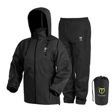 TIDEWE Lightweight Waterproof Rain Suit Black Size M Breathable Gear