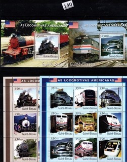 // GUINEA BISSAU 2001 MNH TRANSPORT TRAINS LOCOMOTIVES