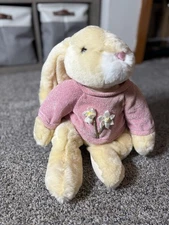 Commonwealth Plush Rabbit Pink Chenille Sweater Stuffed Animal 1999 Vintage 19"