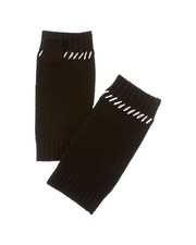 Forte Cashmere Contrast Edge Detail Cashmere Fingerless Gloves Women's Black