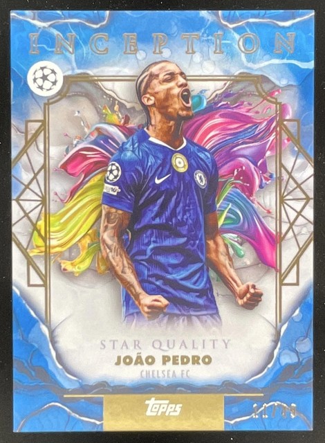 2025-26 Topps Inception UEFA Club Competitions Blue Foil #55 Joao Pedro /49