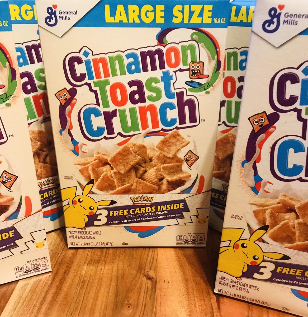 Pokemon Cinnamon Toast Crunch, Limited Edition Box, 3 Cards Inside, Pikachu Foil Pokemon Cinnamon Toast Crunch, Limited Edition Box, 3 Cards Inside, Pikachu Foil