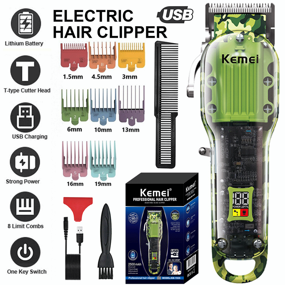 KEMEI-1926 Cordless Hair Clipper for Men Rechargeable Trimmer Shaver USA