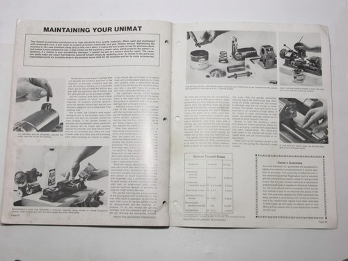 Manual de técnicas de mecanizado en miniatura Unimat DB/SL - Imagen 8 de 8