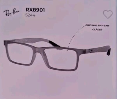 Ray-Ban Eyeglasses RB 8901 5244 Carbon Fiber Gray Rectangular Frame 53-17-145