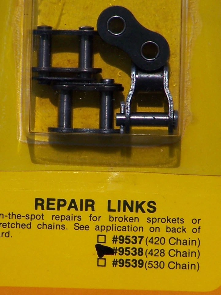 Eslabones de reparación de cadena Cal Cycle 428 9538 Harley Davidson Honda Kawasaki motocicleta Foto 2 de 4