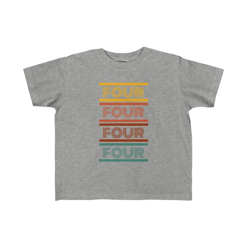 4th Birthday Party Shirt Gift, Happy Birthday Age FOUR Toddler's Fine Jersey Tee - Picture 3 of 4