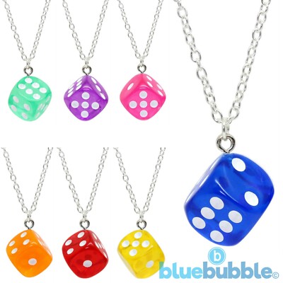 Bluebubble LUCKY DICE Neon Necklace Cute Kitsch Festival 80s 90s Fancy Dress Fun