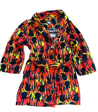 Hot Shot Pajama Plush Robe Bathrobe Pool Beach Cover Up Bath Robe Guitar Flames