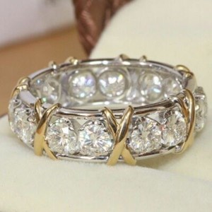 White-Sapphire-Bridal-Women-Ring-Fashion-Wedding-925-Gifts-Jewelry-Silver-Band