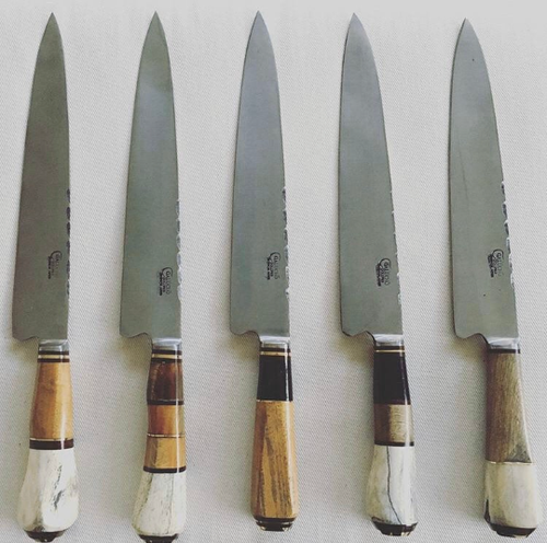 Coltello in legno per barbecue argentino, foglia in acciaio al carbonio 26 cm - Foto 4 di 10
