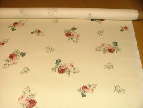3 Metres Rosanna Cream Floral Cotton Fabric Curtain Cushion Upholstery - Photo 5/10