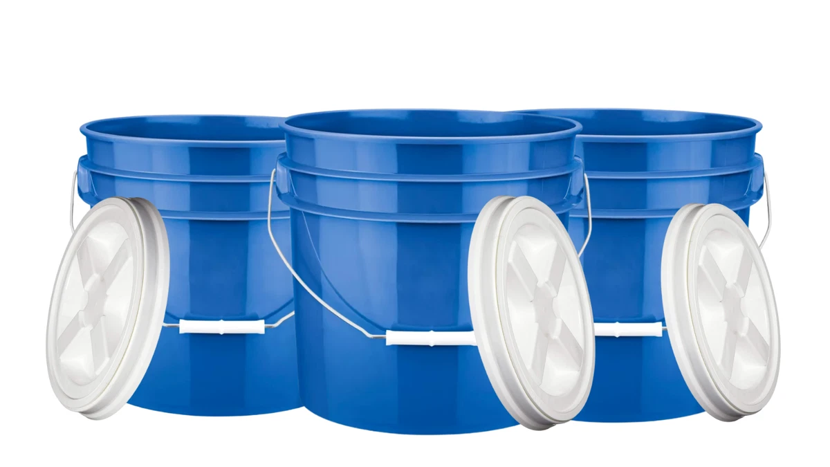 2 Gallon Blue Food Grade Bucket Pail with Gamma Screw on Lid (Pack of 2)