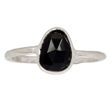 Faceted Black Onyx - Brazil 925 Sterling Silver Ring Jewelry s.7 ALLR-27014