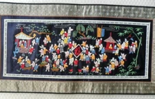 Chinese 100%Hand embroidered Peking Embroidery Art:100kids playing screen