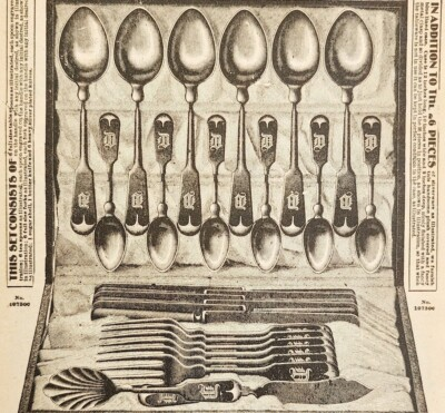 #ad 1900 Solid Silverware Set Advertisement Victorian Sears Roebuck 5.25 x 7quot; $20.98
