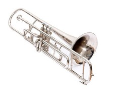 Nickel FINISH Bb FLAT-VALVE TRUMBONE-FREE HARD/CASE TROMBONE