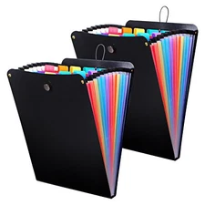 2 Pcs Expanding File Folder 13 Pockets Vertical File Folder Accordion File Or...