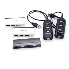 Lot of 5 USB 2.0 Portable Mobile Multiple Port Hubs - Belkin, Insten  Staples