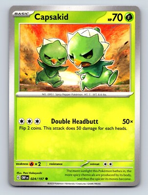 Capsakid HP 70 Double Headbutt Attack Green Colorful Pokémon | eBay