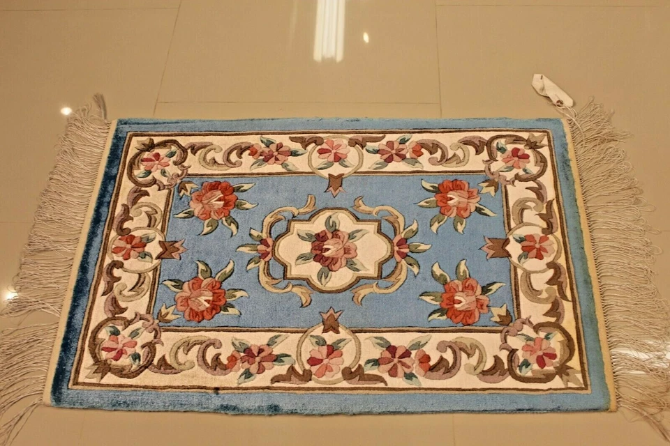 TOP SELLER! ALFOMBRA DE SEDA CHINA VINTAGE AUBUSSON 2'x3' ¡NUEVA! ¡GRAN OFERTA!! Foto 3 de 4