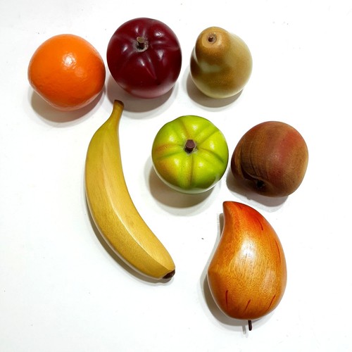 Faux Wood Fruit 7 Pieces Bosporus Realistic Farm Country MCM Display - Picture 4 of 4