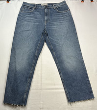 Everlane The Cheeky Jean Crop Women  s Raw Hem Blue High Waisted Denim Size 31