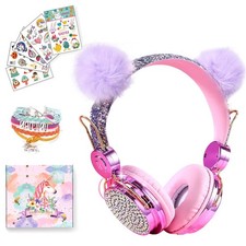 SVYHUOK Cat Ear Wireless Headphones for Kids with Mic, Bluetooth Over Ear Hea...