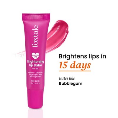 Foxtale Brightening Lip Balm With Peptides, Vitamin C - Pink Glaze FREE SHIPPING