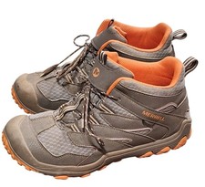 Merrell Chameleon Waterproof Mid Hiking Boot Boys Size 7M Gray And Orange Accent