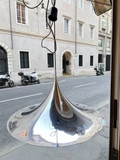 LARGE SCANDINAVIAN DESIGN CHROME LAMP 1960s CHANDELLIER