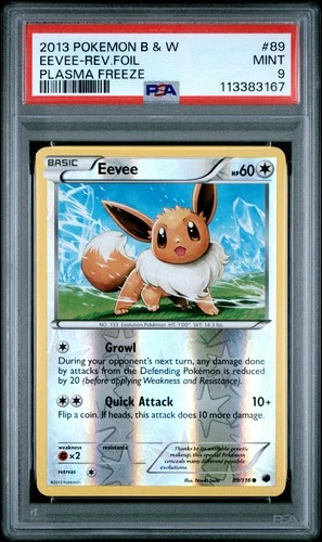 2013 POKEMON PLASMA FREEZE EEVEE #89 REVERSE FOIL PSA 9 MINT #113383167
