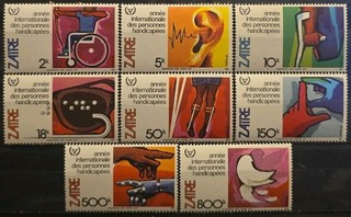 Zaire MNH Scott 1028 1035 International Year Of The Disabled Persons 1981 VF Set