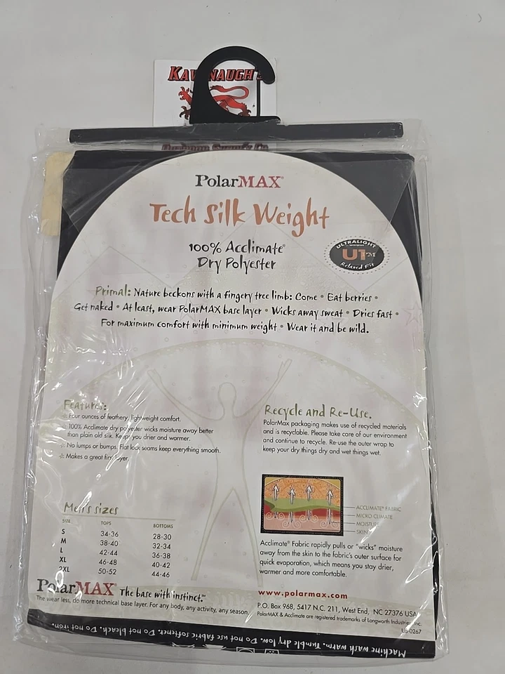 Capa base Salty Polarmax para hombre manga larga pequeña negra #DK93 Foto 3 de 4