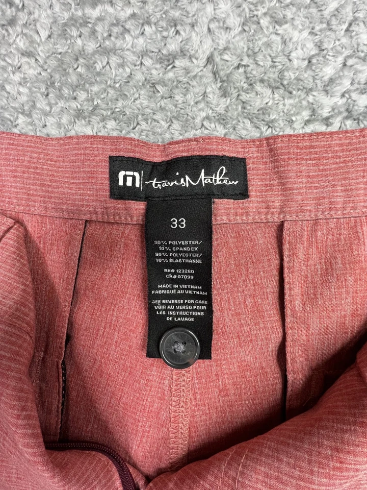 Pantalones Cortos de Golf Travis Mathew Para Hombre Talla 33 Estampado Rojo 10" Entrepierna Poliéster Foto 3 de 4