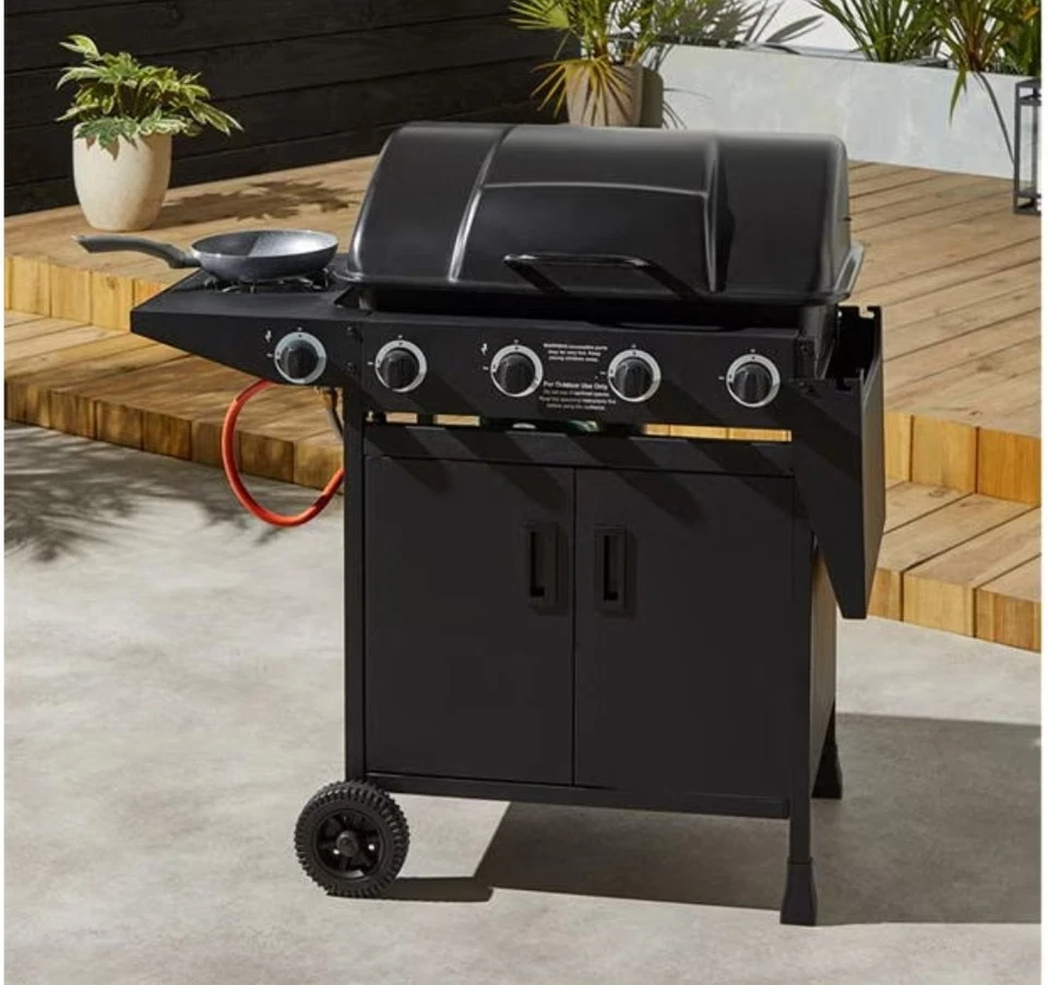 Linea 4 Burner BBQ with Side Burner And Folding Shelf FREE BBQ COVER INCLUDED  - Image 2 of 4