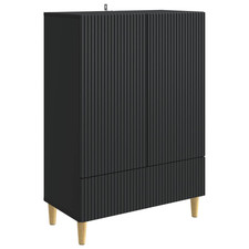 Buffet bois d'ingénierie noir 66 x 34,5 x 95 cm 1 tiroir 2 portes meuble de rangement