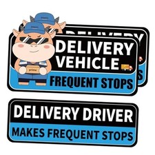 Delivery Driver Magnet for Car, Reflective Caution Frequent Stops Car Blue-01