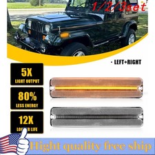 2/4x Amber LED Light Clear Side Marker Signal For Lamps Jeep 87-95 Wrangler YJ