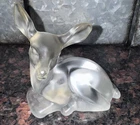 Fenton Art Glass Frosted Satin Deer/Fawn Figurine 3.75” Label